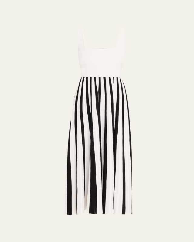 Stripe Square Neck Mesh Dress